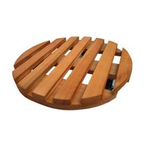 Suporte Vaso Redondo 40cm Roda Preta Mogno