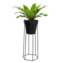 Suporte Vaso Sextavado Grande de Chão Preto - Perfeito para Jardins e Escritórios
