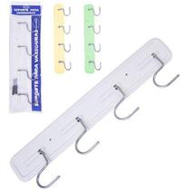 Suporte Vassoura com 4 Encaixes De Plastico/Metal 33X8,5Cm - Allfix Suporte Vassoura com 4 Encaixes De Plastico/Metal 33X8,5Cm - Allfix