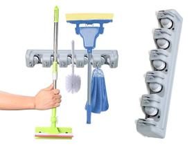 Suporte Vassoura Organizador Parede Multiuso 5 Posições Rodo Suporte Vassoura Organizador Parede Multiuso 5 Posições Rodo