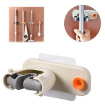 Suporte vassoura rodo parede adesivo porta multifuncional 2 em 1 gancho pendura pano toalha guarda chuva porta objetos b