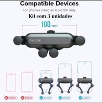 suporte veicular auto ajustável saida de ar para celular universal kit com 3 uni