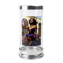 Suporte Vela 7 Dias Cigana Sete Saias18cm Vidro Alumínio