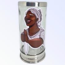 Suporte Vela 7 Dias Orixás 18cm Vidro Alumínio-Escolha a Cor