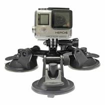 Suporte Ventosa Tripla Suction Cup Mount Carro Vidro p/ Câmera de ação Eken H9R Sjcam Esportiva Sucção Parabrisa - CLICK