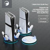 Suporte Vertical Para Console RGB Para PS5, PS5 pro E PS5 Slim Com Dois Slots De Carregamento USB
