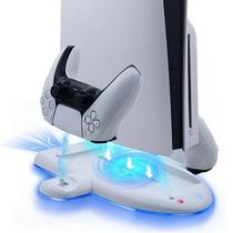 Suporte Vertical PS5 Slim Com Ventilador De Resfriamento E Carregador Duplo Para Controle Suporte Vertical PS5 Slim Com Ventilador De Resfriamento E Carregador Duplo Para Controle