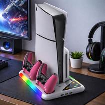 Suporte Vertical PS5 Slim Pro com Cooler RGB e Carregador Controle SUP-3557D Suporte Vertical PS5 Slim Pro com Cooler RGB e Carregador Controle SUP-3557D