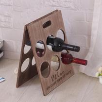 Suporte vinhos adega em madeira 6 garrafas mesa decorativo
