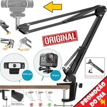 Suporte Webcam Câmeras Digitais Braço Articulado Mesa Pedestal Para Iluminação Lives Escritório Youtuber Universal 1/4