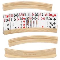 Suportes de cartas de baralho plusvivo Curved Wood, conjunto de 4 Suportes de cartas de baralho plusvivo Curved Wood, conjunto de 4
