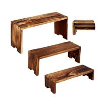 Suportes De Exibição De Madeira Labubu 3PCS Retangulares De Pinho Empilháveis Prateleira Decorativa