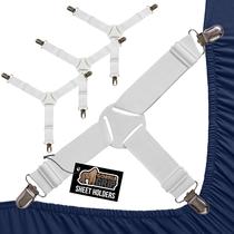 Suportes de lençóis GORILLA GRIP com patente pendente, pacote com 4 unidades brancas