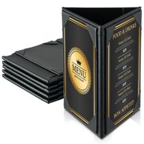 Suportes de menu para tendas de mesa FLKQC Triangle 4x6, pacote com 12 unidades de couro