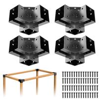 Suportes de pérgola MEWSDEN 4x4 de 3 vias, 4 peças de canto em ângulo reto Suportes de pérgola MEWSDEN 4x4 de 3 vias, 4 peças de canto em ângulo reto