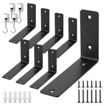 Suportes de prateleira flutuantes Redunest L de metal preto de 6 x 4 polegadas, pacote com 8 Suportes de prateleira flutuantes Redunest L de metal preto de 6 x 4 polegadas, pacote com 8