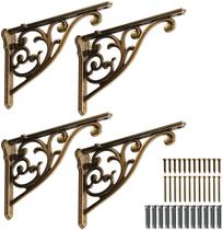 Suportes de prateleira Khtumeware ornamentados decorativos em latão antigo de 25 cm