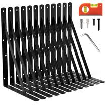 Suportes de prateleira LEOPO Heavy Duty de 14 polegadas, pacote com 12 unidades, aço preto