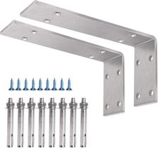 Suportes de prateleira Suporte L de aço inoxidável YUMORE 25x15x5cm 2Pk Suportes de prateleira Suporte L de aço inoxidável YUMORE 25x15x5cm 2Pk