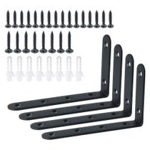 Suportes em L para prateleira Alise 13 x 8 cm, preto, aço inoxidável, kit com 4 Suportes em L para prateleira Alise 13 x 8 cm, preto, aço inoxidável, kit com 4
