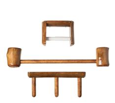 Suportes Kit Banheiro Em Madeira Rústica Conjunto 3 Peças Suportes Kit Banheiro Em Madeira Rústica Conjunto 3 Peças