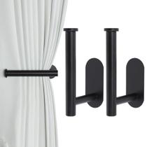 Suportes para Cortina Groleca 2 Unidades Adesivos em Metal Preto