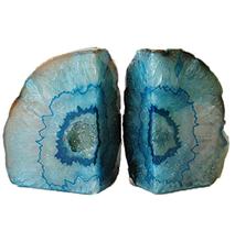 Suportes para livros AMOYSTONE Geode Agate Stone Dyed Teal 2,7-3,6 kg 1 par