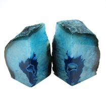 Suportes para livros JIC Gem Teal Agate Geode Book Ends 1,4-1,8 kg (1 par)