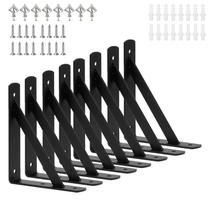 Suportes para prateleira Kamiaha 15 x 10 cm, alta resistência, kit com 8 unidades, preto Suportes para prateleira Kamiaha 15 x 10 cm, alta resistência, kit com 8 unidades, preto