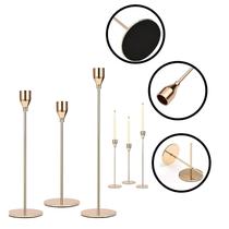 Suportes para Velas de Ferro Champagne Decoração 3 Pçs Suportes para Velas de Ferro Champagne Decoração 3 Pçs