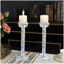 Suportes para Velas Wocred 22 cm Cristal Prateado - Conjunto de 2 Suportes para Velas Wocred 22 cm Cristal Prateado - Conjunto de 2