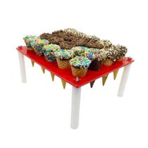 Suportes Porta Tubetes Cones De Sorvete Todo Branco 20 Furos Suportes Porta Tubetes Cones De Sorvete Todo Branco 20 Furos