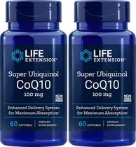 Supplement Life Extension Super Ubiquinol CoQ10 100 mg x 60 cápsulas gelatinosas, pacote com 2