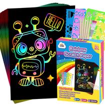 Suprimentos de arte ZMLM Scratch Art para crianças: 60 folhas de arco-íris Suprimentos de arte ZMLM Scratch Art para crianças: 60 folhas de arco-íris