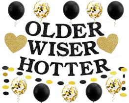 Suprimentos de decoração Acculess OLDER WISER HOTTER Birthday