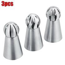 Suprimentos de decoração de bolos 3pcs ponta de bola de esfera bocais de tubulação de gelo pastelaria cupcake decoração ferramentas de cozimento
