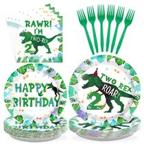 Suprimentos de festa: 2º aniversário de dinossauro grenciano serve 24