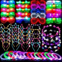 Suprimentos de festa ADXCO Glow in the Dark com luz LED 60 peças Suprimentos de festa ADXCO Glow in the Dark com luz LED 60 peças