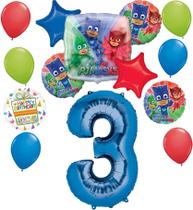 Suprimentos de festa Anagram PJ Masks, 3º aniversário, balão, buquê