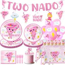Suprimentos de festa AntfulCNL Tornado 2nd Birthday Girls 132 unidades