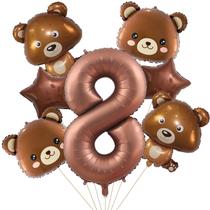 Suprimentos de festa Bear Balloons Lebeili Teddy Bear 8º aniversário
