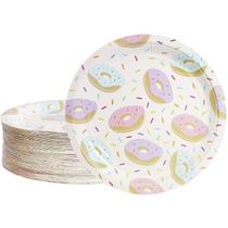 Suprimentos de festa BLUE PANDA Donut Sprinkle Plates 23 cm, pacote com 80