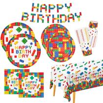 Suprimentos de festa Building Block Party for Boys Serve 25 Suprimentos de festa Building Block Party for Boys Serve 25