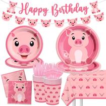 Suprimentos de festa CMUSKO Pig e decorações de aniversário para 20 convidados Suprimentos de festa CMUSKO Pig e decorações de aniversário para 20 convidados