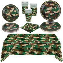 Suprimentos de festa: Durony, tema de camuflagem, 97 peças para 24 Suprimentos de festa: Durony, tema de camuflagem, 97 peças para 24