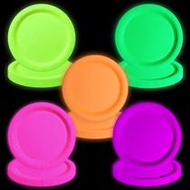 Suprimentos de festa em néon APUXXJUPA Glow in the Dark Plates x50 Suprimentos de festa em néon APUXXJUPA Glow in the Dark Plates x50