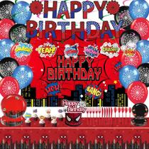 Suprimentos de festa Festa de aniversário com tema de aranha com decorações