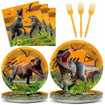 Suprimentos de festa: gisgfim Dinosaurs Plates, Guardanapos, serve 24