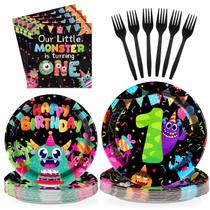 Suprimentos de festa Grencian 1st Birthday Little Monster 96 unidades