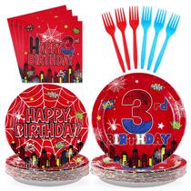 Suprimentos de festa Grencian Spider, 3º aniversário para meninos, 96 unidades Suprimentos de festa Grencian Spider, 3º aniversário para meninos, 96 unidades